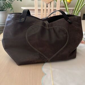 Escada brown leather heart purse